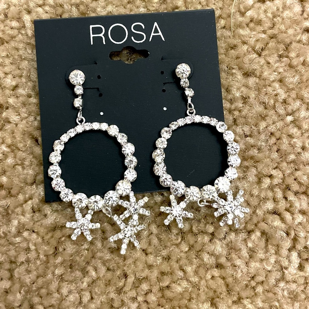 Rosa Silver Crystal snowflakes Earrings